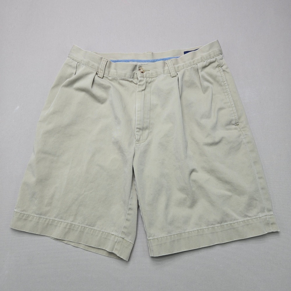 Polo Ralph Lauren Shorts Classic Fit Pleated 9" Chino Khaki Tan Men 32 Cotton